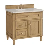 Lorelai 36" Single Vanity, Light Natural Oak, w/ 3 CM Siberian Silestone Top