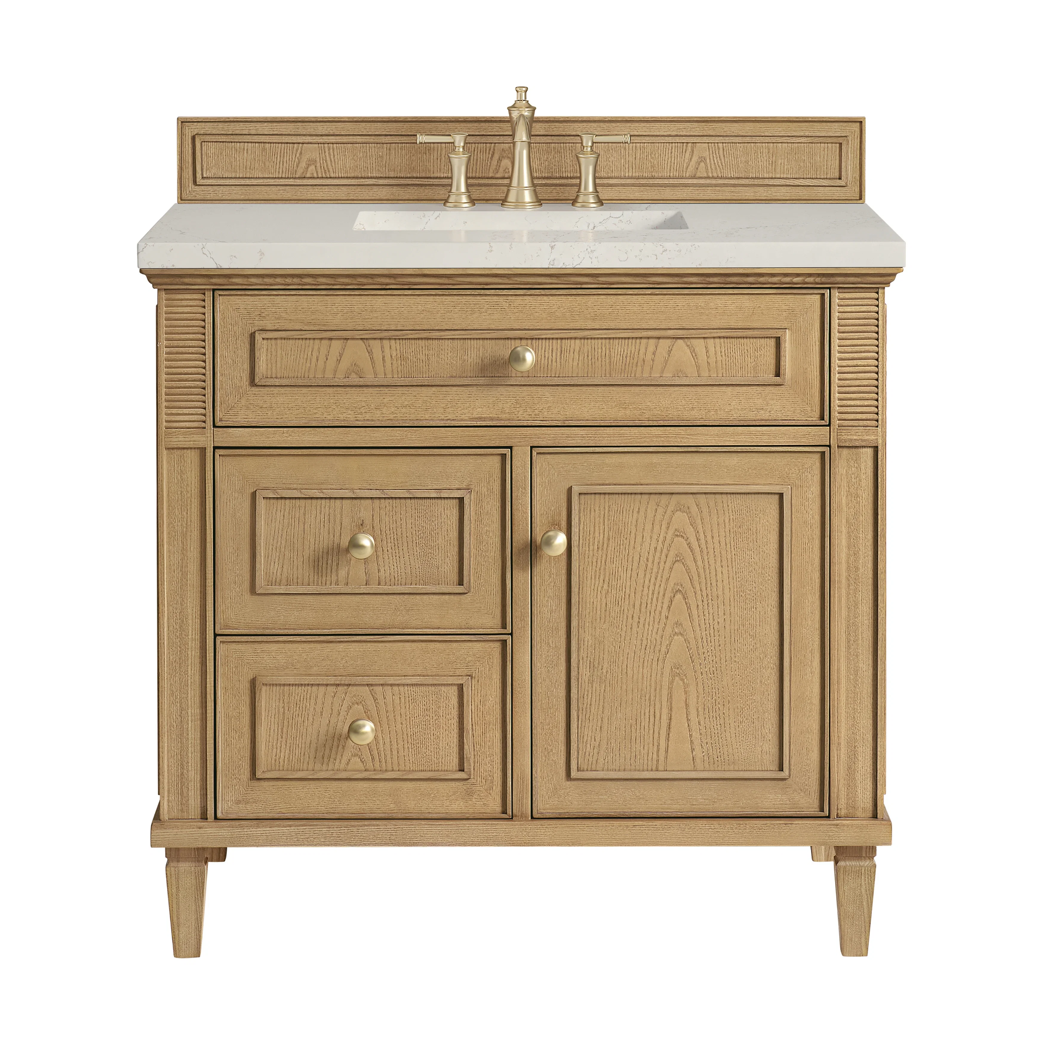 Lorelai 36" Single Vanity, Light Natural Oak, w/ 3 CM Siberian Silestone Top