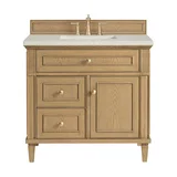 Lorelai 36" Single Vanity, Light Natural Oak, w/ 3 CM Siberian Silestone Top