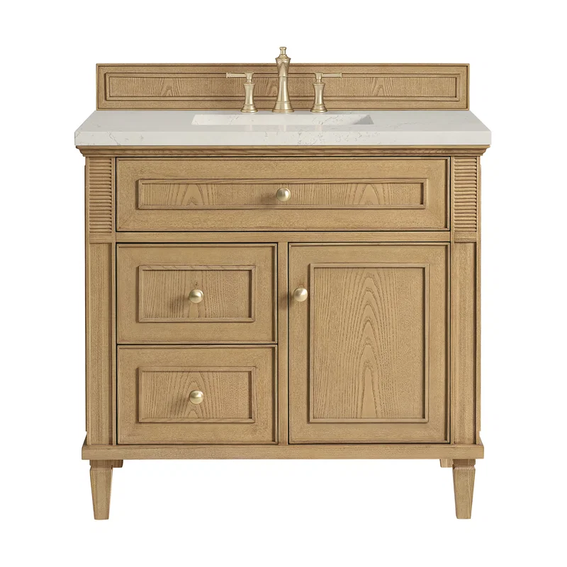 Lorelai 36" Single Vanity, Light Natural Oak, w/ 3 CM Siberian Silestone Top