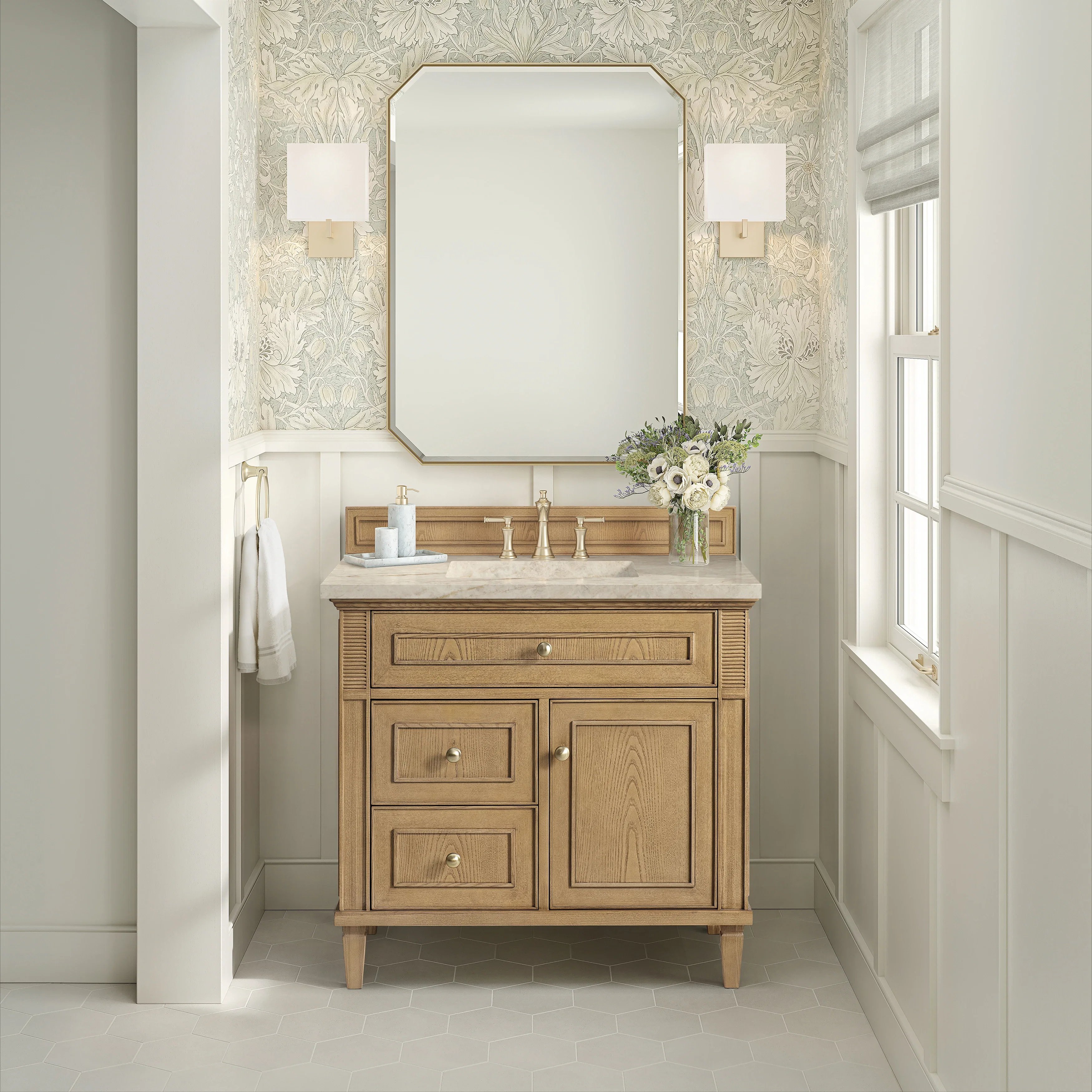 Lorelai 36" Single Vanity, Light Natural Oak, w/ 3 CM Tajnar Eclos Top