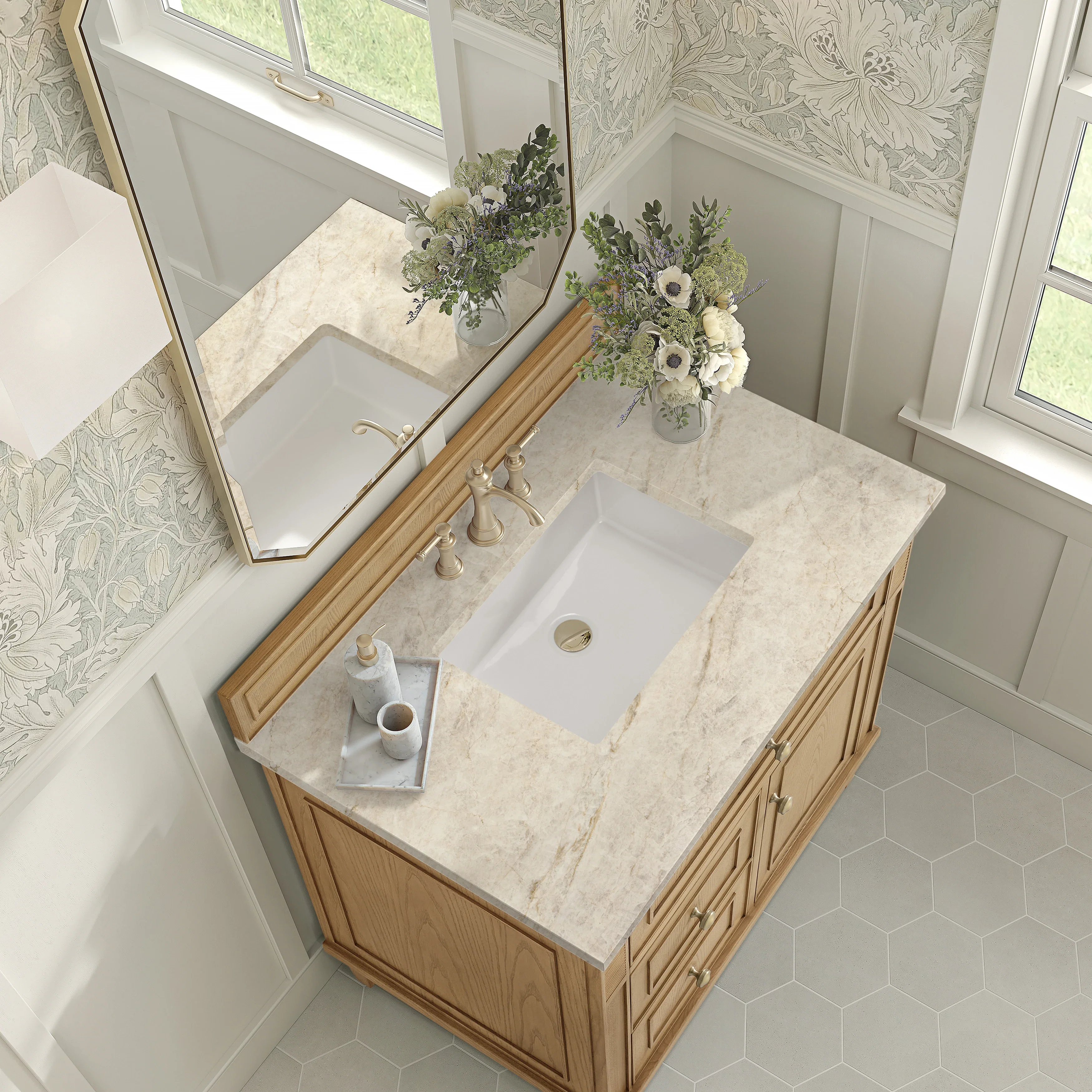 Lorelai 36" Single Vanity, Light Natural Oak, w/ 3 CM Tajnar Eclos Top