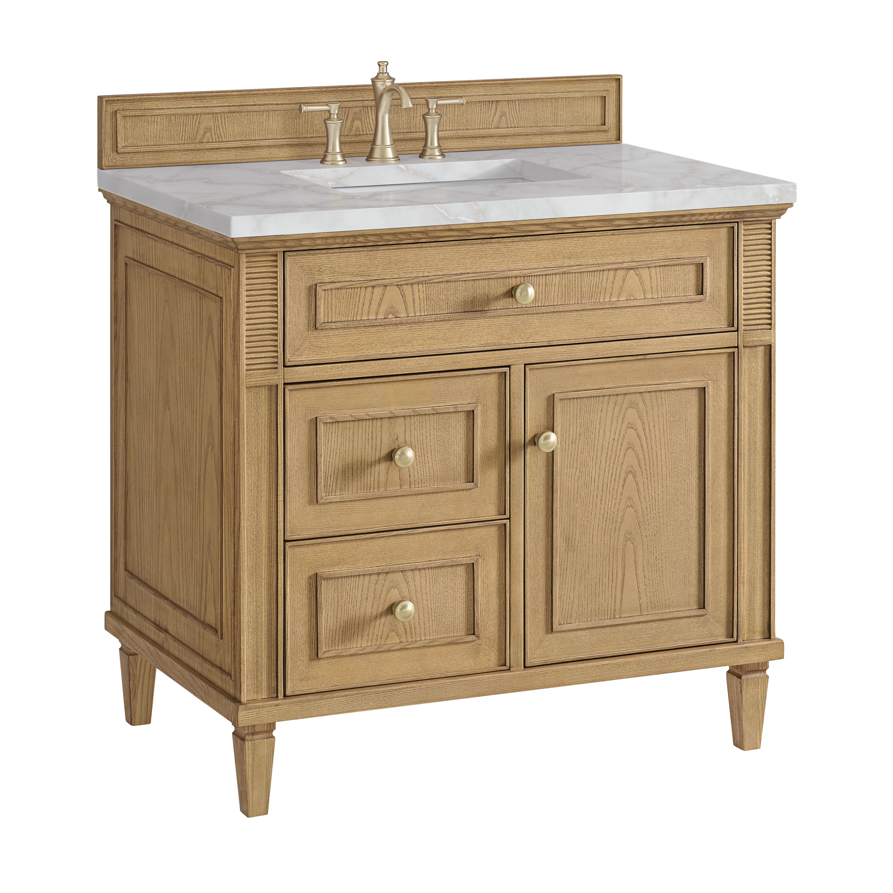 Lorelai 36" Single Vanity, Light Natural Oak w/ 3 CM Victorian Silver Silestone Top