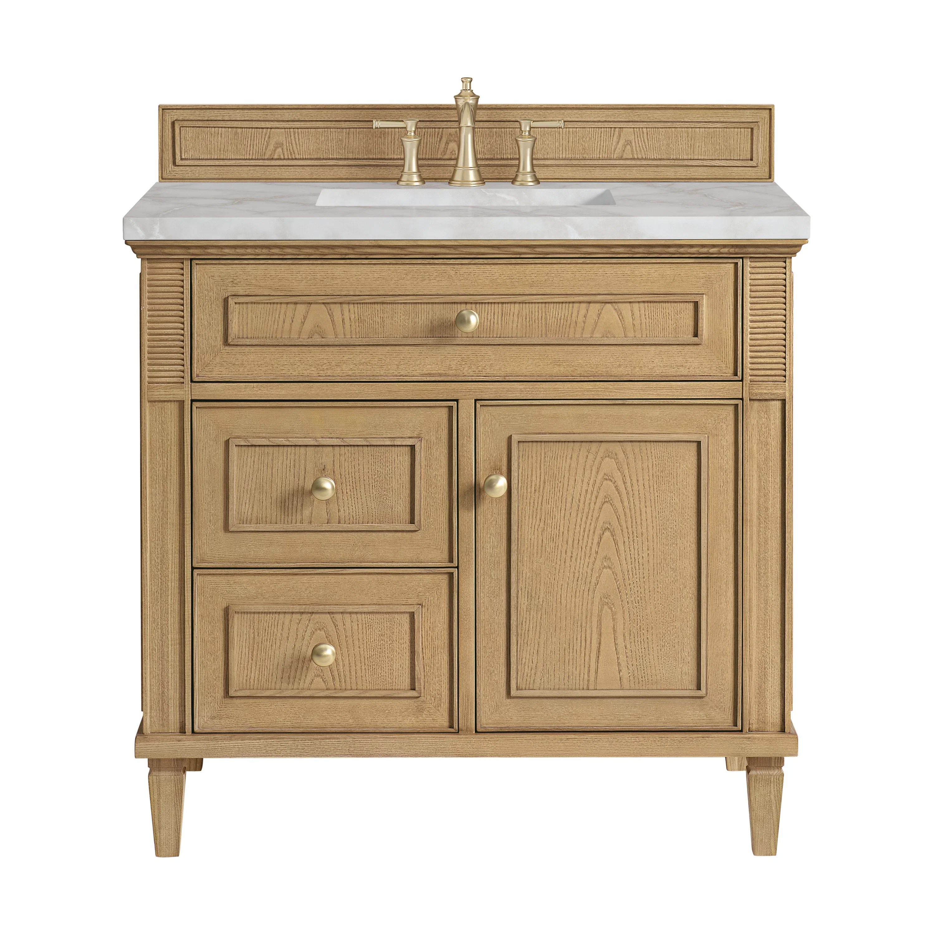 Lorelai 36" Single Vanity, Light Natural Oak w/ 3 CM Victorian Silver Silestone Top