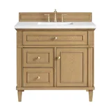 Lorelai 36" Single Vanity, Light Natural Oak w/ 3 CM White Zeus Silestone Top