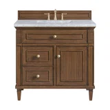 Lorelai 36" Single Vanity, Mid-Century Walnut w/ 3 CM Carrara White Marble Top
