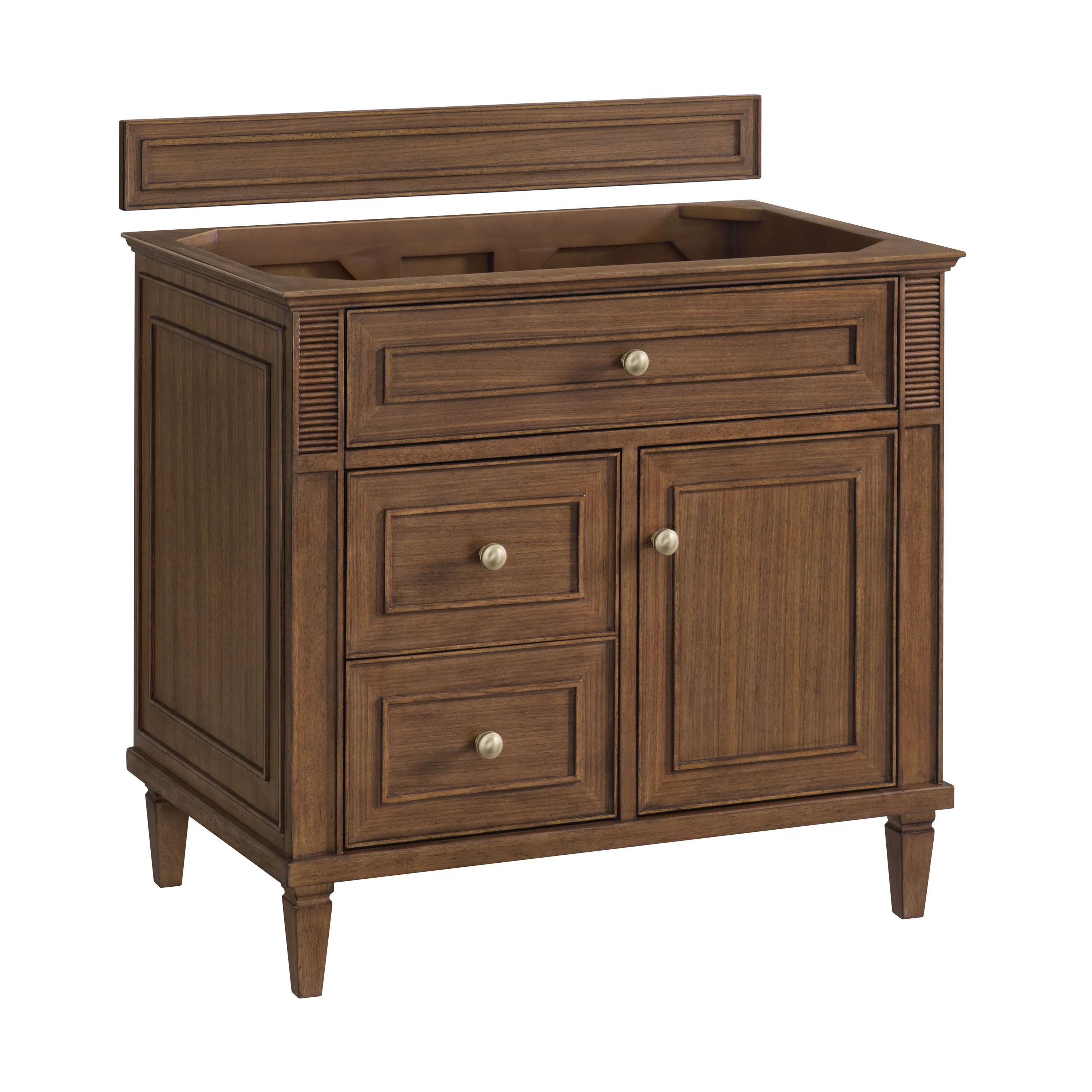 Lorelai 36" Single Vanity, Mid-Century Walnut w/ 3 CM Carrara White Marble Top