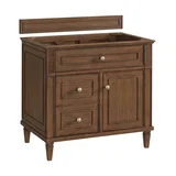 Lorelai 36" Single Vanity, Mid-Century Walnut w/ 3 CM Carrara White Marble Top