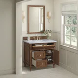 Lorelai 36" Single Vanity, Mid-Century Walnut w/ 3 CM Carrara White Marble Top