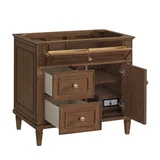 Lorelai 36" Single Vanity, Mid-Century Walnut w/ 3 CM Carrara White Marble Top