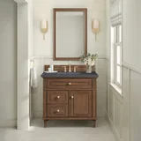 Lorelai 36" Single Vanity, Mid-Century Walnut w/ 3 CM Charcoal Soapstone Silestone Top