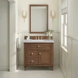 Lorelai 36" Single Vanity, Mid-Century Walnut w/ 3 CM Eternal Jasmine Pearl Silestone Top
