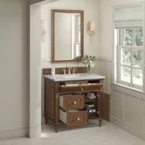 Lorelai 36" Single Vanity, Mid-Century Walnut w/ 3 CM Eternal Jasmine Pearl Silestone Top