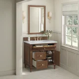 Lorelai 36" Single Vanity, Mid-Century Walnut w/ 3 CM Ethereal Noctis Silestone Top