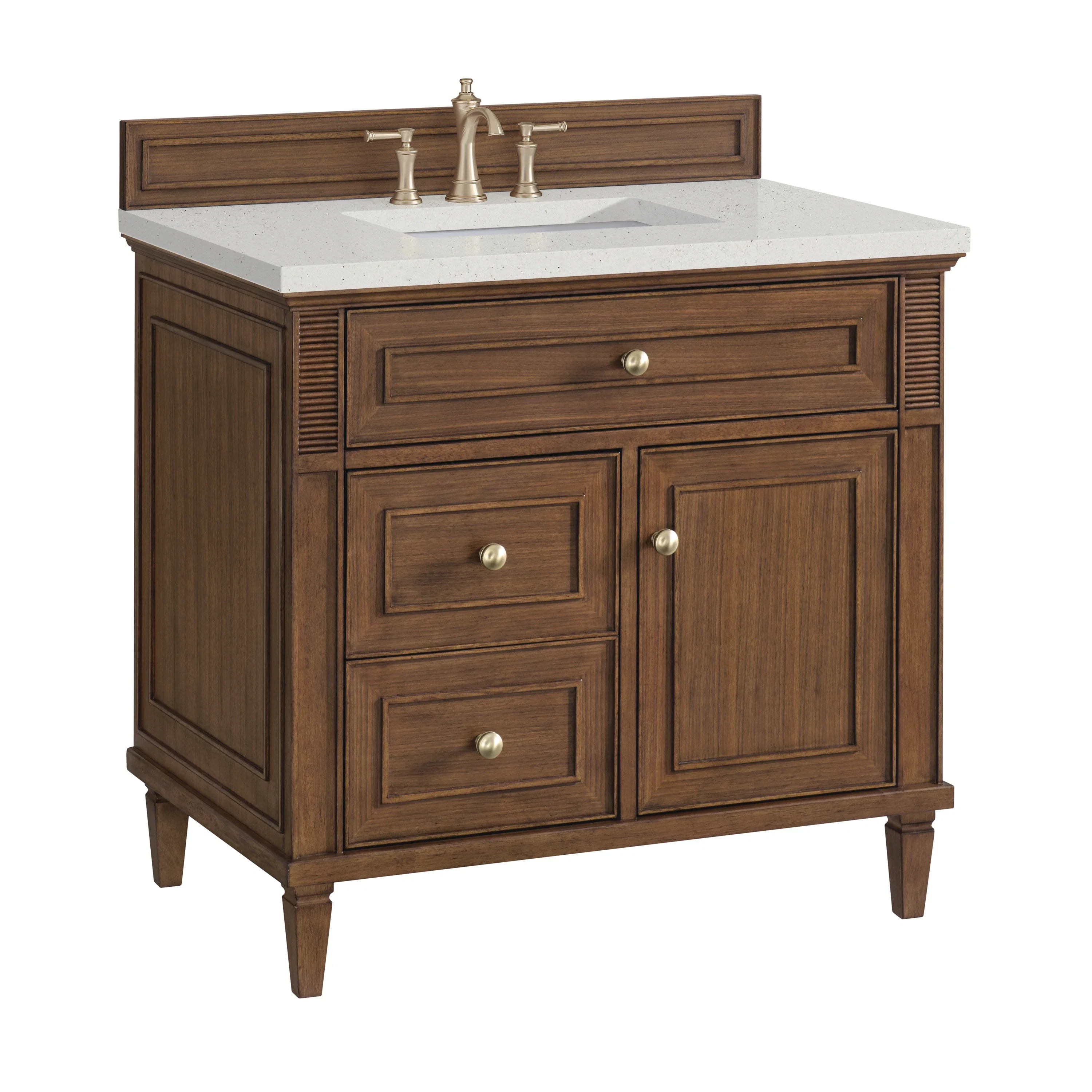 Lorelai 36" Single Vanity, Mid-Century Walnut w/ 3 CM Lime Delight Silestone Top