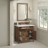 Lorelai 36" Single Vanity, Mid-Century Walnut w/ 3 CM Lime Delight Silestone Top