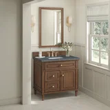 Lorelai 36" Single Vanity, Mid-Century Walnut w/ 3 CM Parisien Bleu Silestone Top