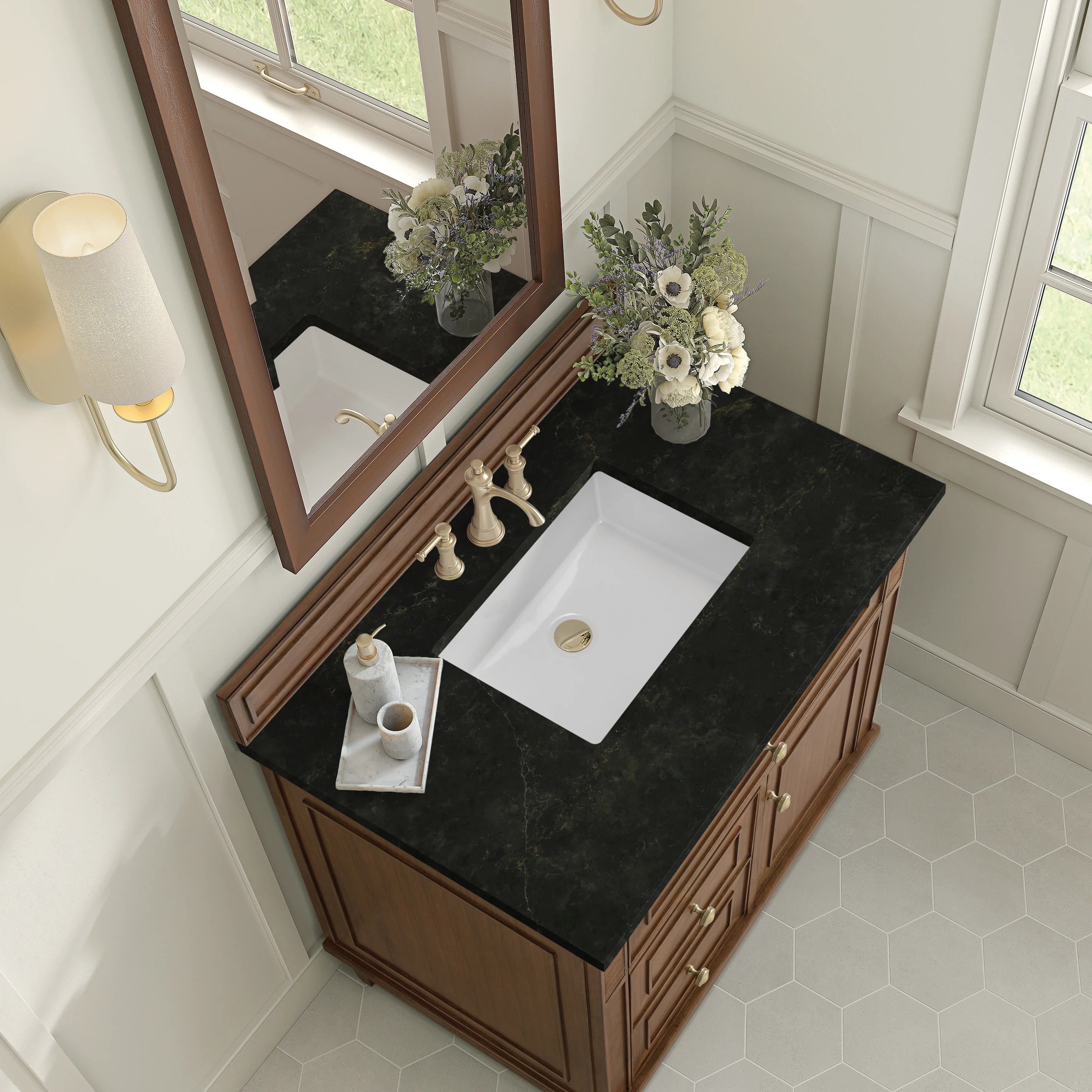 Lorelai 36" Single Vanity, Mid-Century Walnut, w/ 3 CM Phantome Eclos Top