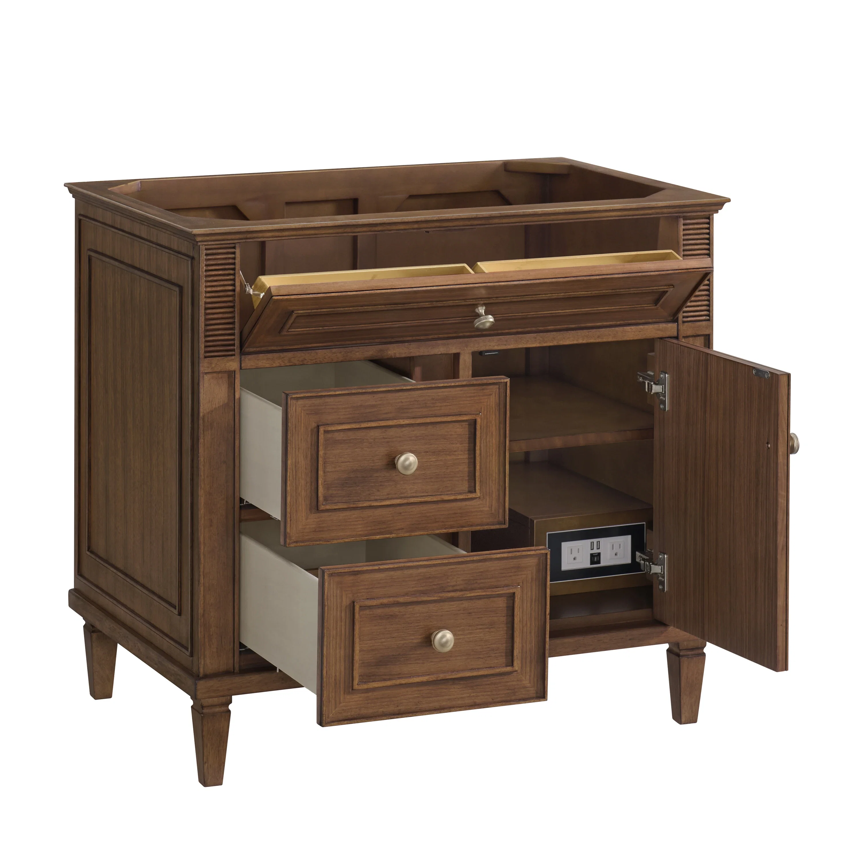Lorelai 36" Single Vanity, Mid-Century Walnut, w/ 3 CM Phantome Eclos Top