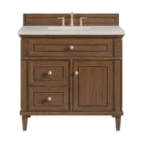 Lorelai 36" Single Vanity, Mid-Century Walnut, w/ 3 CM Siberian Silestone Top