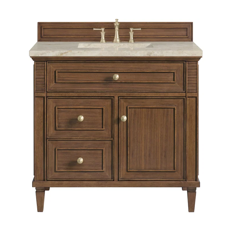 Lorelai 36" Single Vanity, Mid-Century Walnut, w/ 3 CM Tajnar Eclos Top