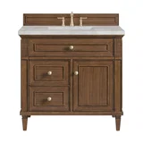 Lorelai 36" Single Vanity, Mid-Century Walnut w/ 3 CM Victorian Silver Silestone Top