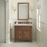 Lorelai 36" Single Vanity, Mid-Century Walnut w/ 3 CM Victorian Silver Silestone Top