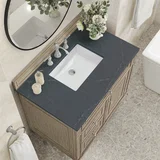 Lorelai 36" Single Vanity, Whitewashed Oak w/ 3 CM Charcoal Soapstone Silestone Top