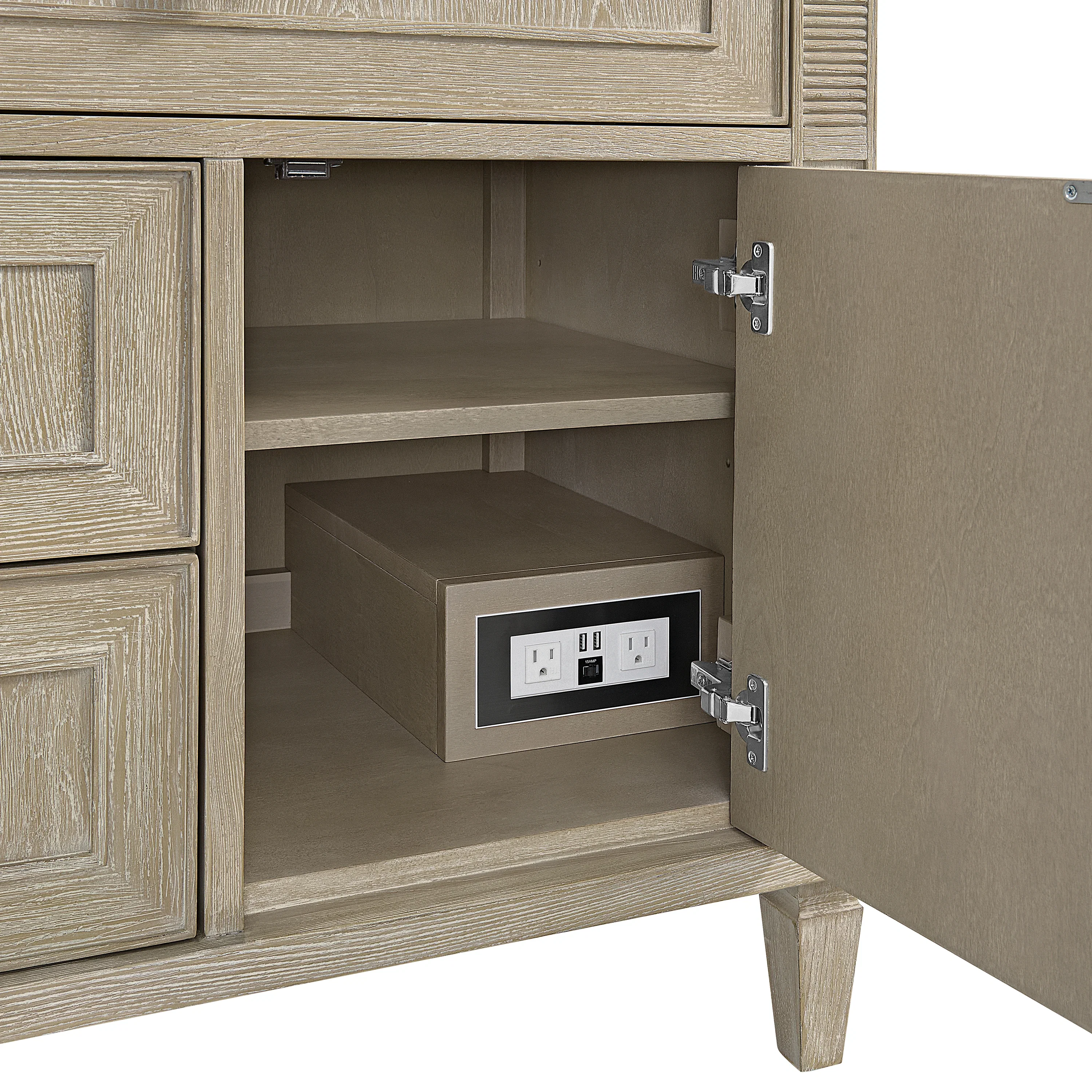Lorelai 36" Single Vanity, Whitewashed Oak w/ 3 CM Eternal Jasmine Pearl Silestone Top