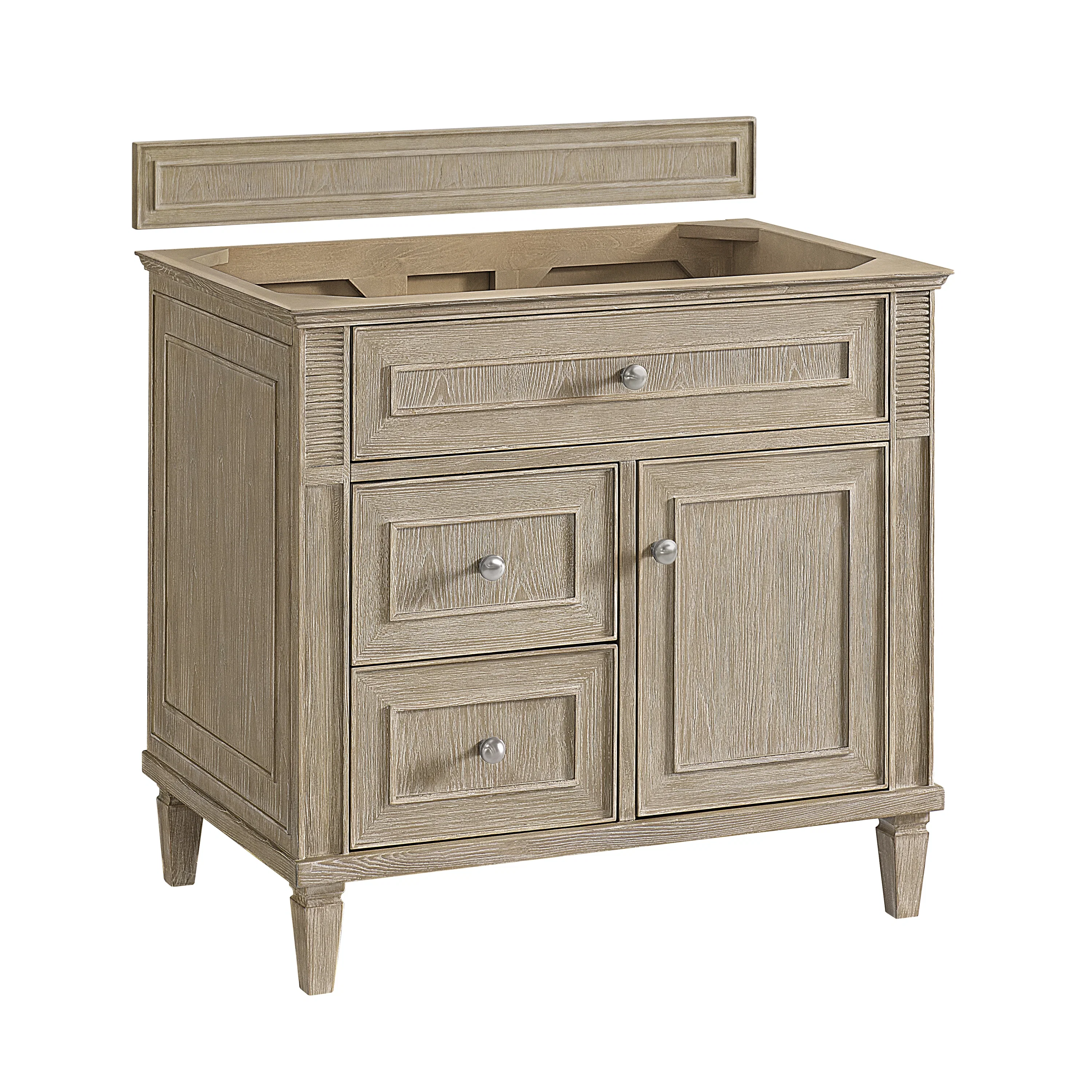 Lorelai 36" Single Vanity, Whitewashed Oak w/ 3 CM Eternal Jasmine Pearl Silestone Top