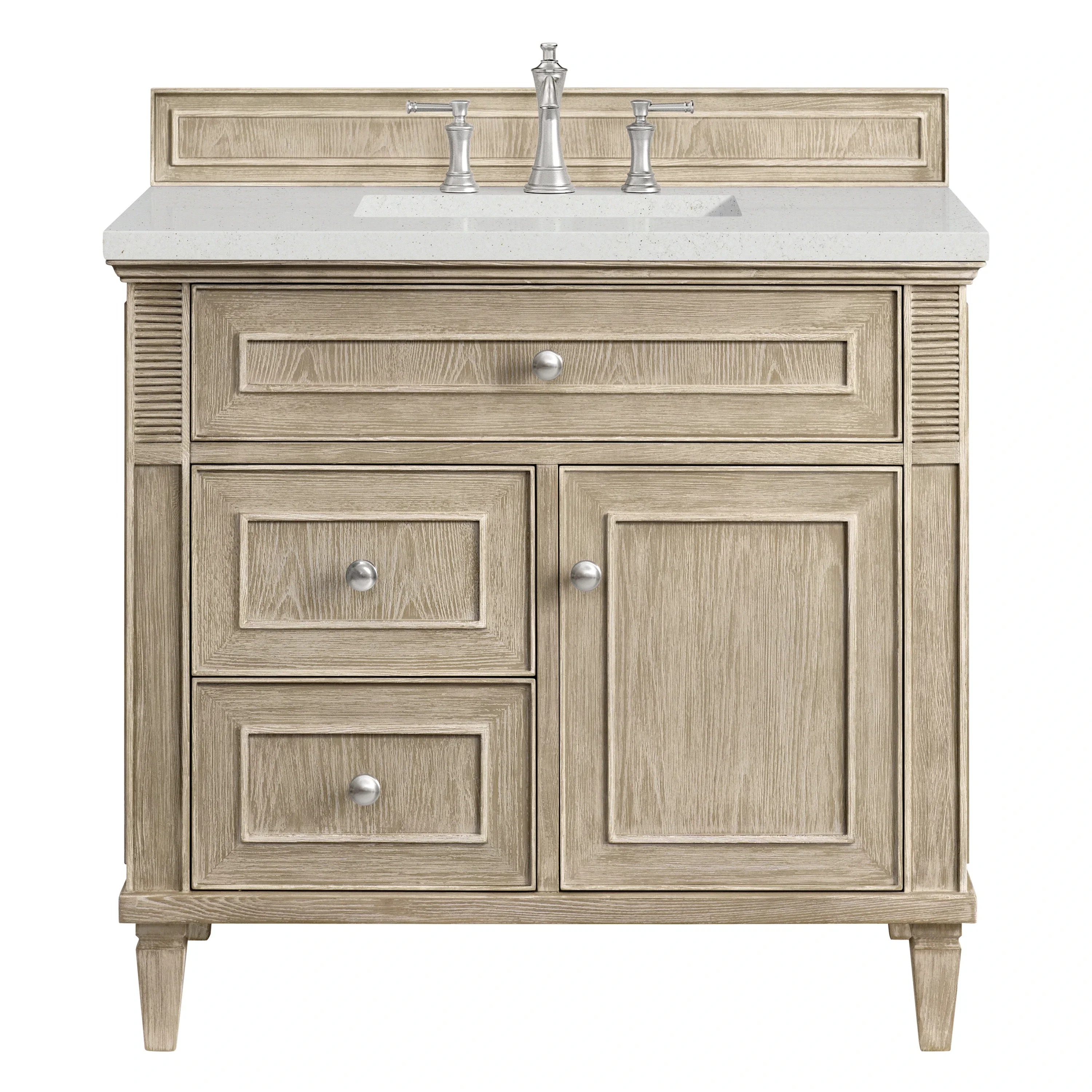 Lorelai 36" Single Vanity, Whitewashed Oak w/ 3 CM Lime Delight Silestone Top