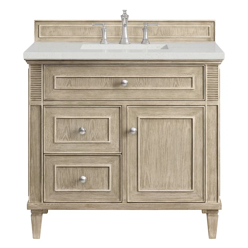 Lorelai 36" Single Vanity, Whitewashed Oak w/ 3 CM Lime Delight Silestone Top