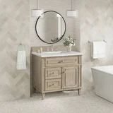 Lorelai 36" Single Vanity, Whitewashed Oak w/ 3 CM Lime Delight Silestone Top