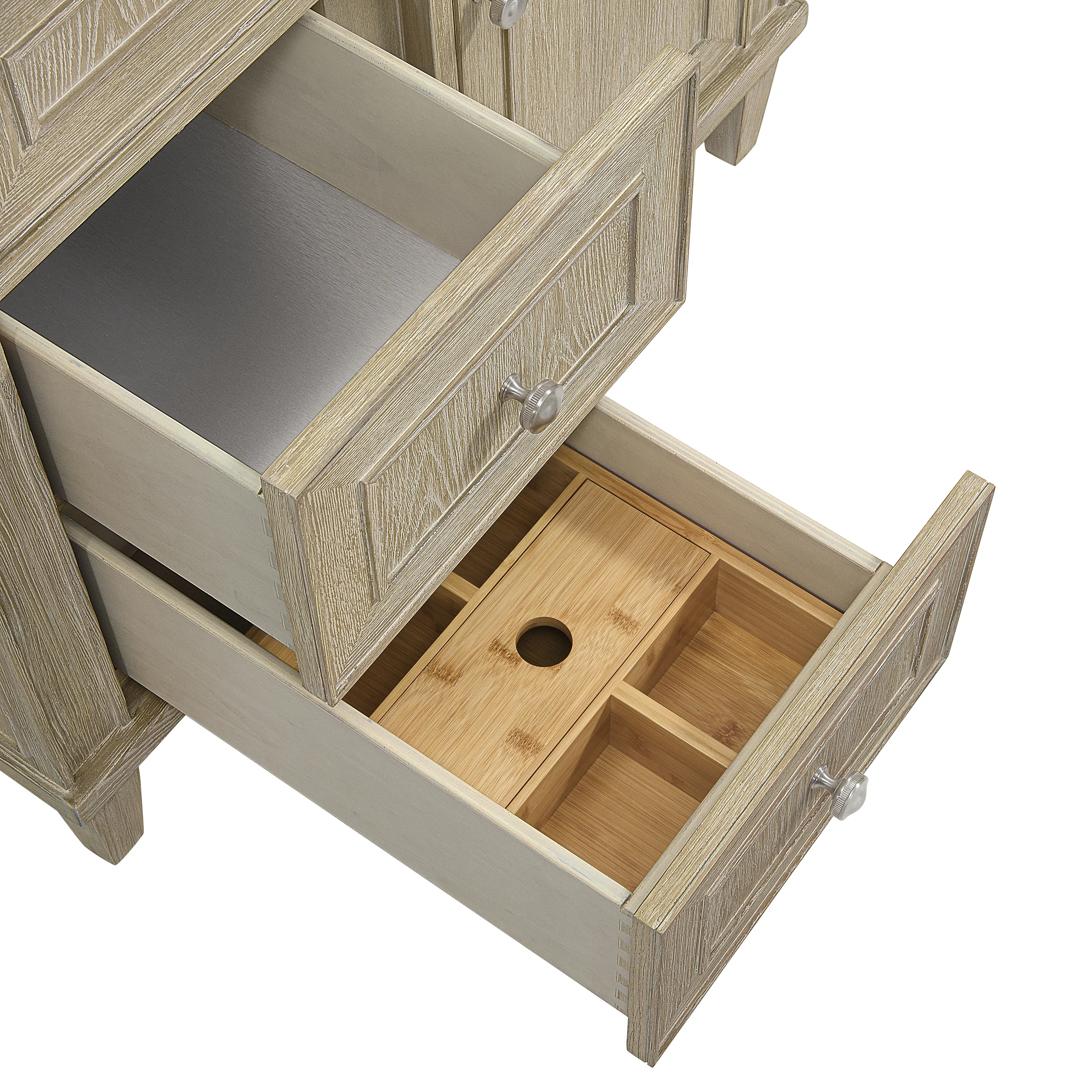 Lorelai 36" Single Vanity, Whitewashed Oak w/ 3 CM Parisien Bleu Silestone Top