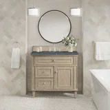 Lorelai 36" Single Vanity, Whitewashed Oak w/ 3 CM Parisien Bleu Silestone Top