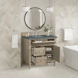 Lorelai 36" Single Vanity, Whitewashed Oak w/ 3 CM Parisien Bleu Silestone Top