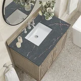 Lorelai 36" Single Vanity, Whitewashed Oak w/ 3 CM Parisien Bleu Silestone Top