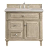 Lorelai 36" Single Vanity, Whitewashed Oak, w/ 3 CM Siberian Silestone Top
