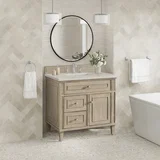 Lorelai 36" Single Vanity, Whitewashed Oak, w/ 3 CM Siberian Silestone Top