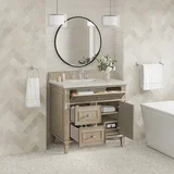 Lorelai 36" Single Vanity, Whitewashed Oak, w/ 3 CM Siberian Silestone Top