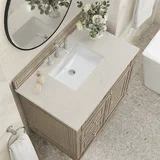 Lorelai 36" Single Vanity, Whitewashed Oak, w/ 3 CM Siberian Silestone Top