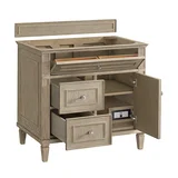 Lorelai 36" Single Vanity, Whitewashed Oak, w/ 3 CM Siberian Silestone Top
