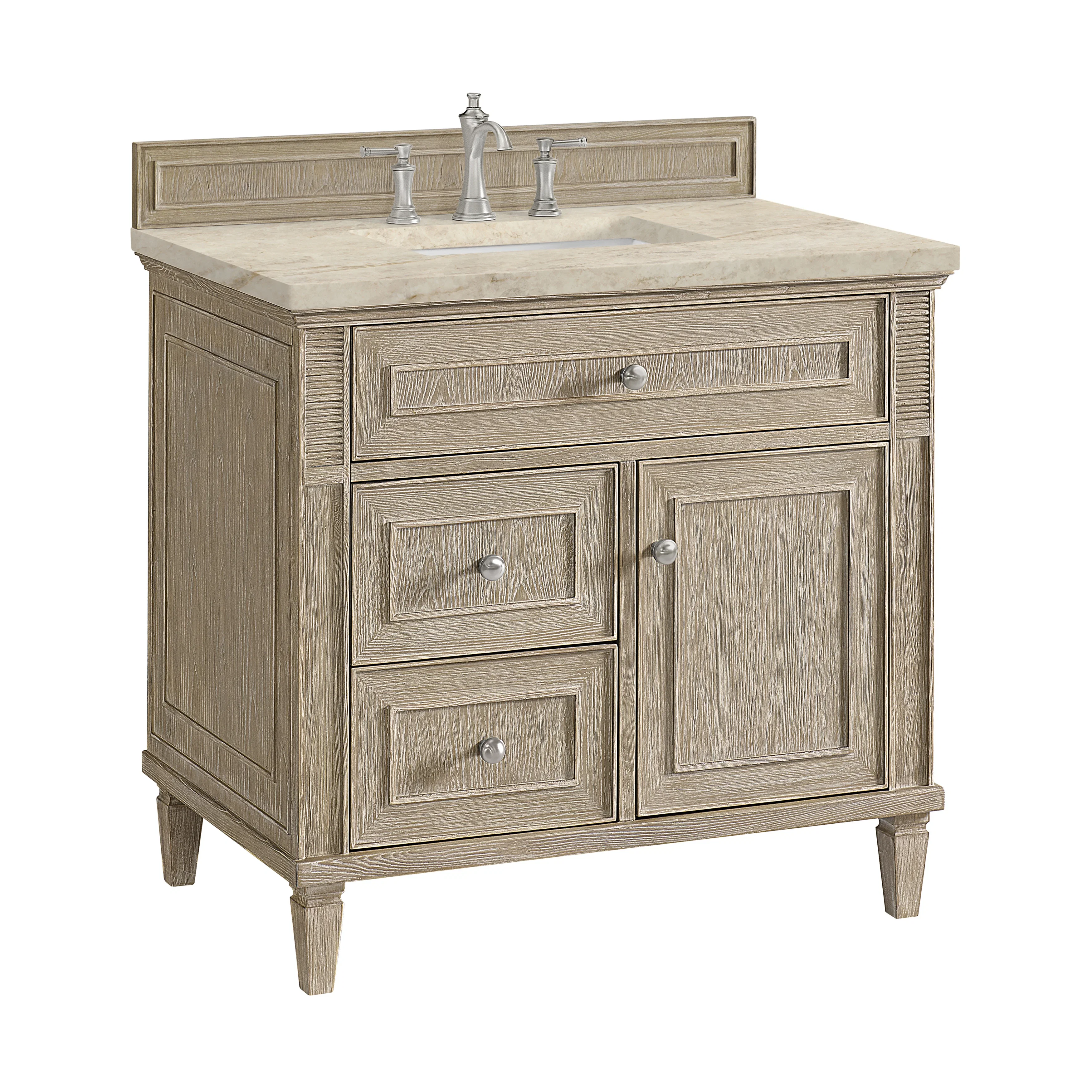 Lorelai 36" Single Vanity, Whitewashed Oak, w/ 3 CM Tajnar Eclos Top