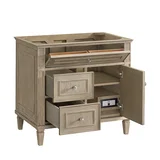 Lorelai 36" Single Vanity, Whitewashed Oak w/ 3 CM White Zeus Silestone Top