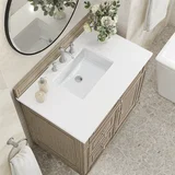 Lorelai 36" Single Vanity, Whitewashed Oak w/ 3 CM White Zeus Silestone Top