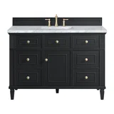 Lorelai 48" Single Vanity, Black Onyx w/ 3 CM Carrara White Marble Top