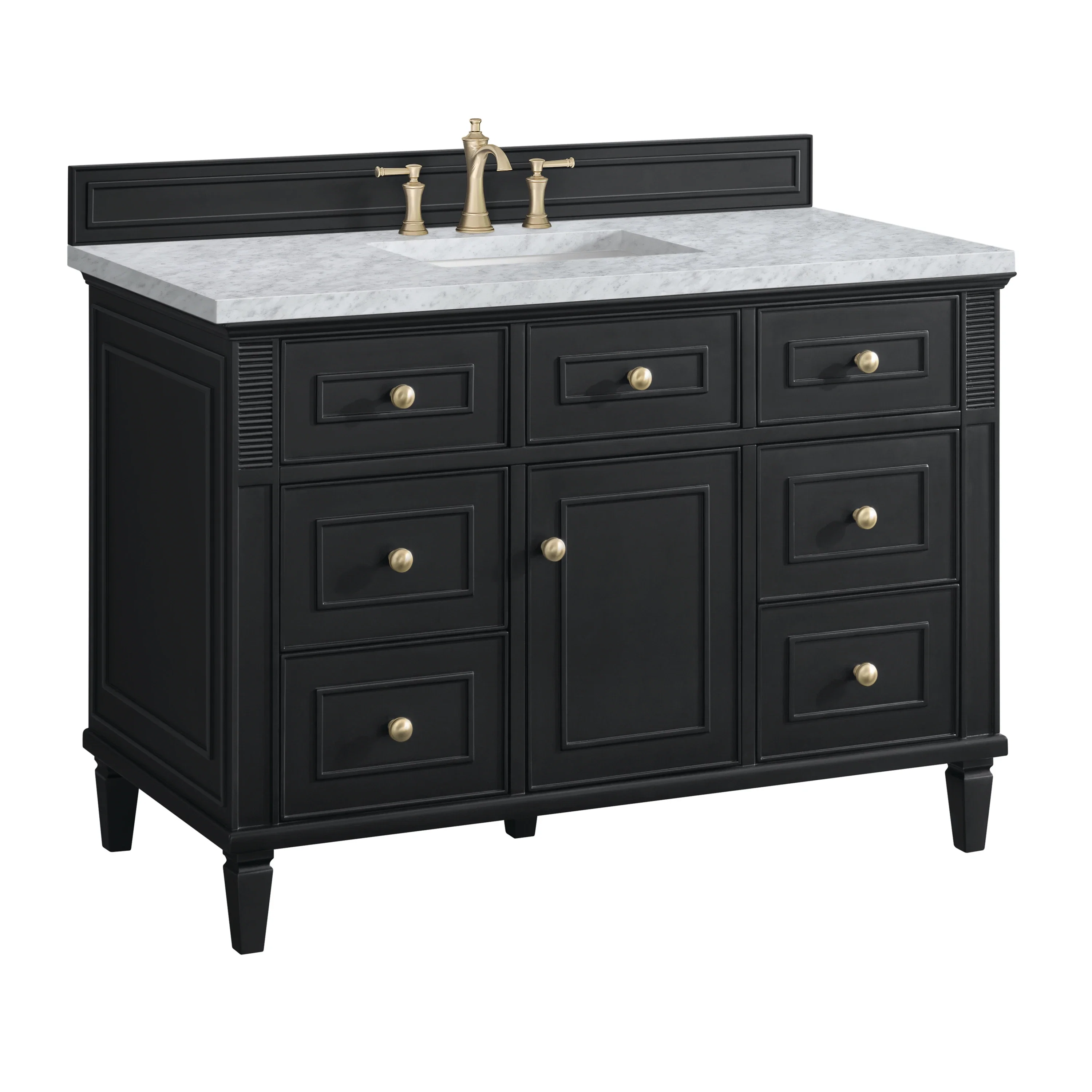 Lorelai 48" Single Vanity, Black Onyx w/ 3 CM Carrara White Marble Top