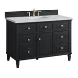 Lorelai 48" Single Vanity, Black Onyx w/ 3 CM Carrara White Marble Top