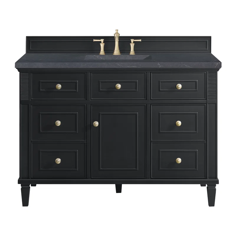 Lorelai 48" Single Vanity, Black Onyx w/ 3 CM Charcoal Soapstone Silestone Top