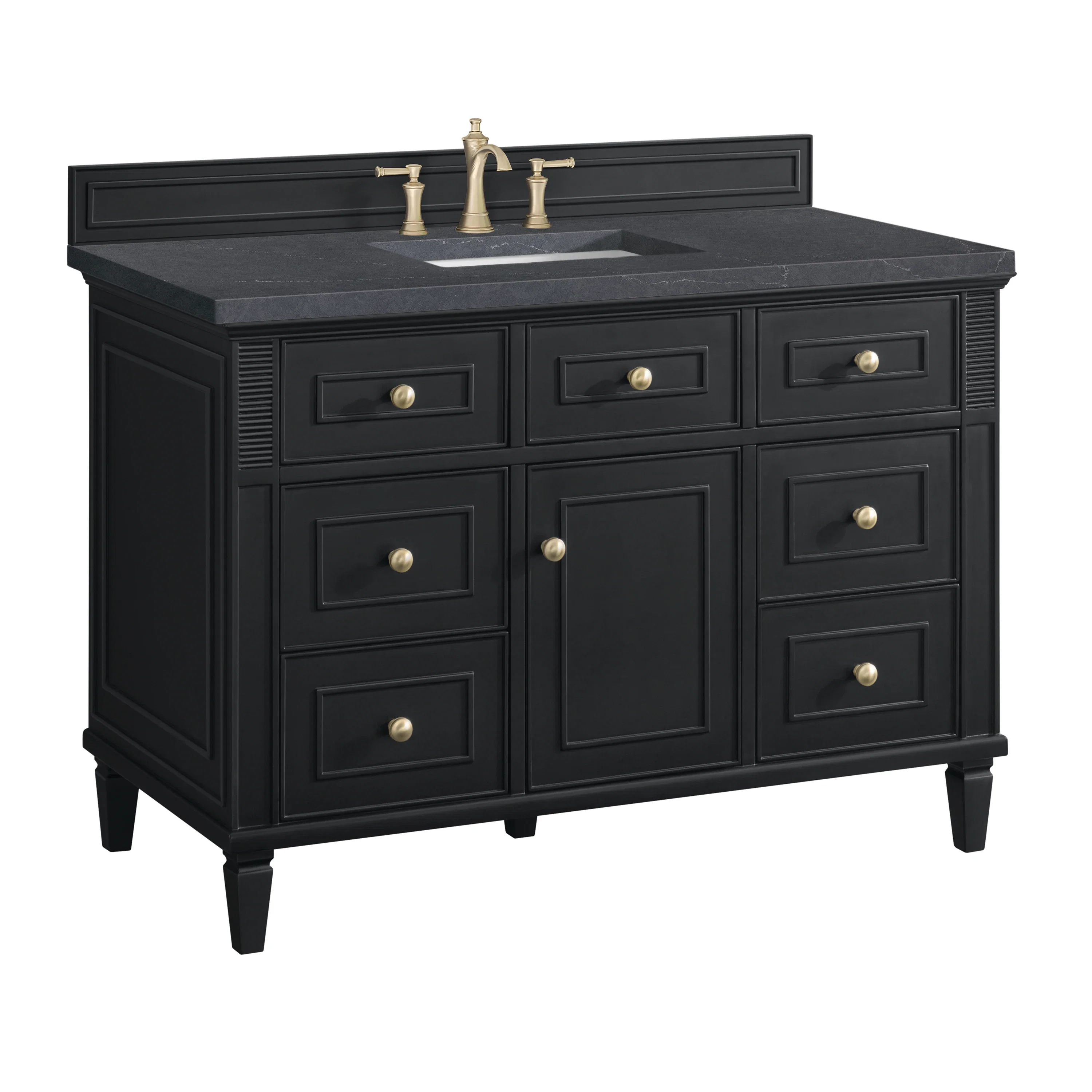 Lorelai 48" Single Vanity, Black Onyx w/ 3 CM Charcoal Soapstone Silestone Top